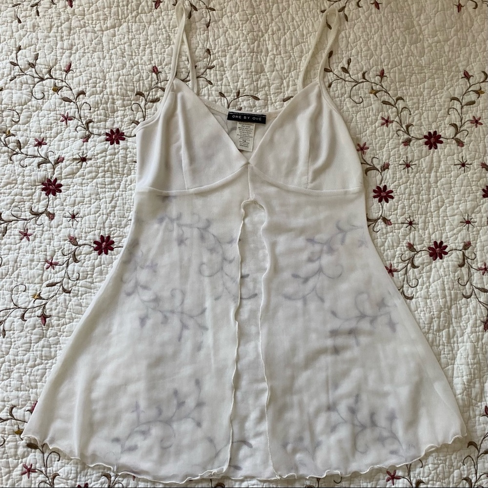 white mesh babydoll top